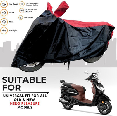 MADAFIYA Two Wheeler Cover for Hero(Pleasure+ 110, Black, Red)