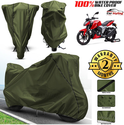 Car Styling Waterproof Two Wheeler Cover for TVS(Apache RTR 200, Green, Black)