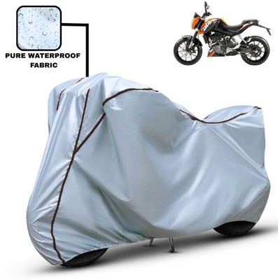 Delphinium Waterproof Two Wheeler Cover for KTM(125 Duke, Silver, Black)