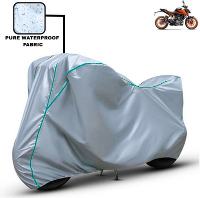 Delphinium Waterproof Two Wheeler Cover for KTM(200 Duke, Silver)