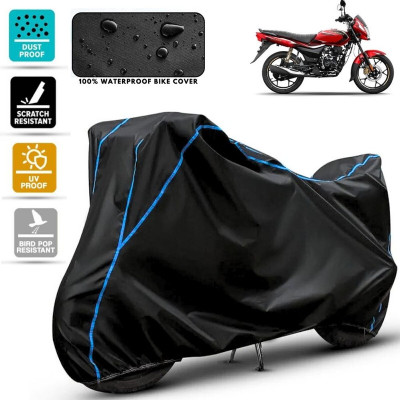 Amikan Waterproof Two Wheeler Cover for Bajaj(Platina 110, Black, Blue)