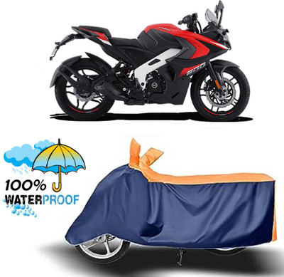 ROYAL AUTO MART Waterproof Two Wheeler Cover for Bajaj(Pulsar 125, Orange, Blue)