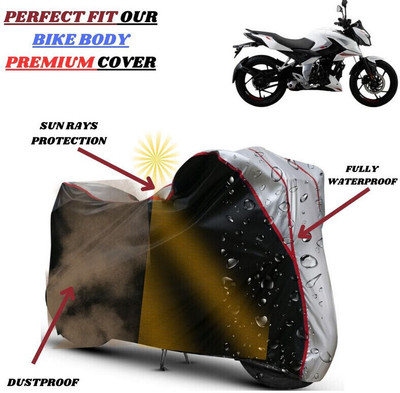 Delphinium Waterproof Two Wheeler Cover for Bajaj(Pulsar AS 150, Black, Silver)