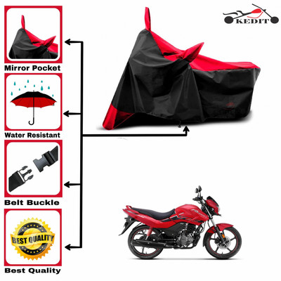 KEDIT Two Wheeler Cover for Hero(Glamour BS6, Red, Black)