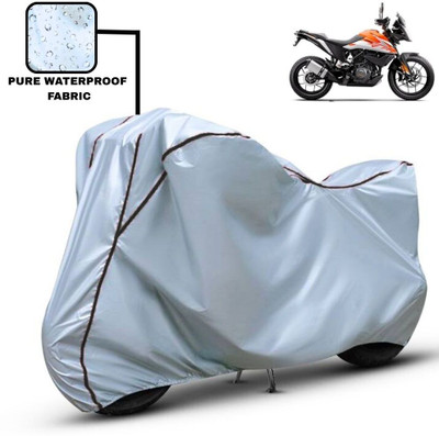 Delphinium Waterproof Two Wheeler Cover for KTM(390 Adventure, Silver, Black)