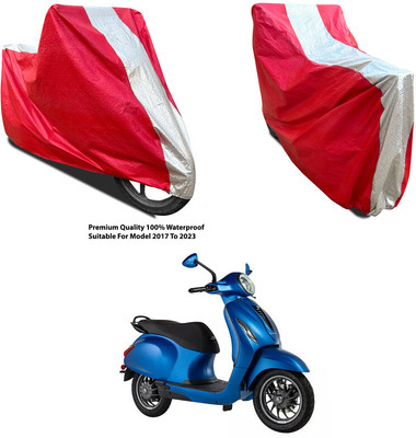 AutoGalaxy Waterproof Two Wheeler Cover for Bajaj(Chetak, Silver, Red)