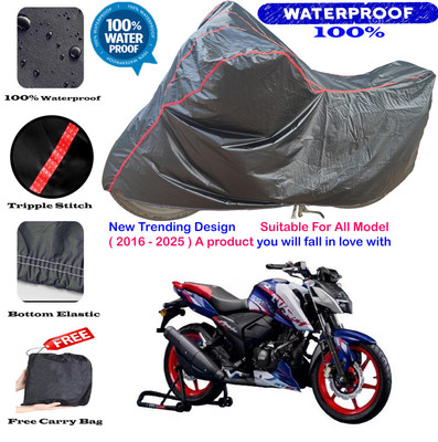 AutoGalaxy Waterproof Two Wheeler Cover for TVS(Apache RTR 180, Black, Red)