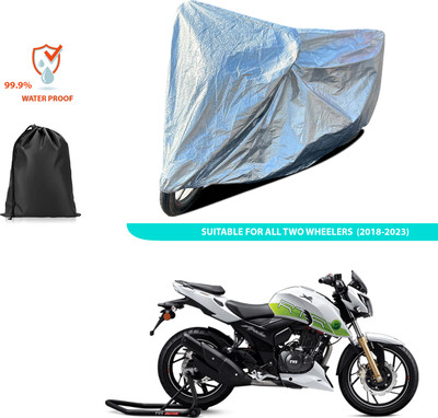 PAGORA Waterproof Two Wheeler Cover for TVS(Apache RTR 200 Fi E100, Silver)