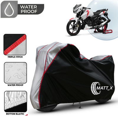 MATT_X Waterproof Two Wheeler Cover for TVS(Apache RTR 160 4V, Black, Silver)