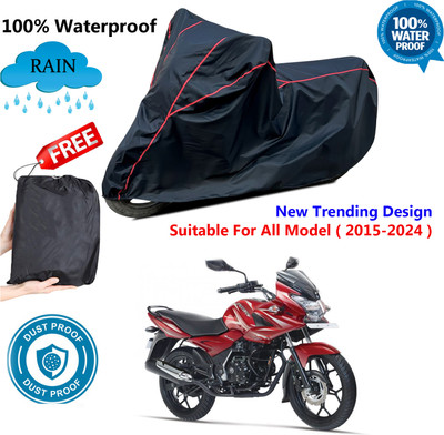 AUTOCAD Waterproof Two Wheeler Cover for Bajaj(Discover 150 f, Black, Red)
