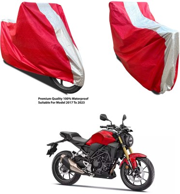 AutoGalaxy Waterproof Two Wheeler Cover for Honda(CB300R, Silver, Red)