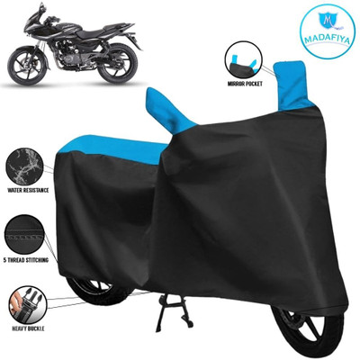 MADAFIYA Waterproof Two Wheeler Cover for Bajaj(Pulsar 220F, Black, Blue)