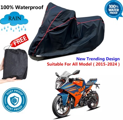 AutoGalaxy Waterproof Two Wheeler Cover for KTM(RC 390 BS6, Black, Red)