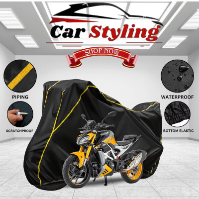 Car Styling Waterproof Two Wheeler Cover for TVS(Apache RTR 310 BS6, Black, Yellow)
