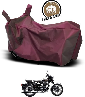 ANTHUB Waterproof Two Wheeler Cover for Royal Enfield(Classic Chrome, Maroon)