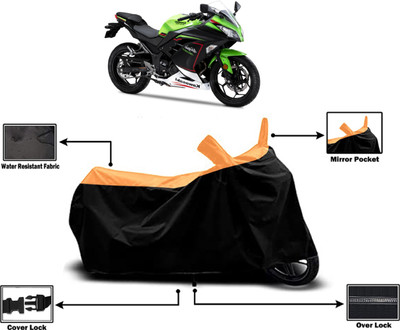Amexride Two Wheeler Cover for Kawasaki(Ninja 300, Orange)