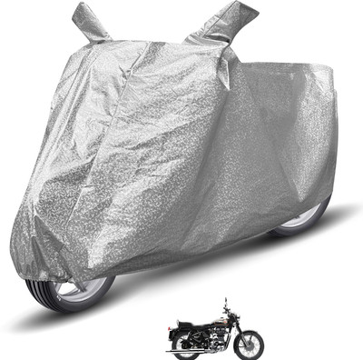 Auto Hub Waterproof Two Wheeler Cover for Royal Enfield(Standard 350, Silver)