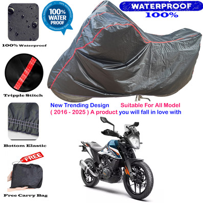 OliverX Waterproof Two Wheeler Cover for KTM(250 Duke BS6, Black, Red)