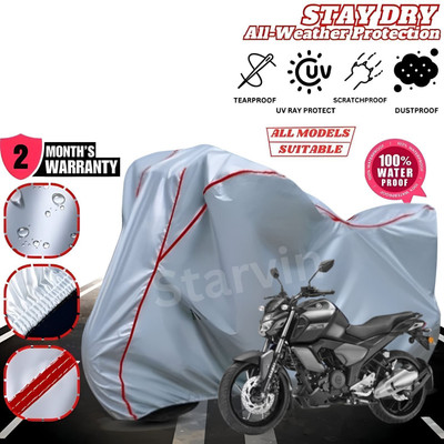 Starvin Waterproof Two Wheeler Cover for Yamaha(FZ, Silver, Red)