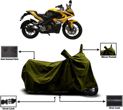 Amexride Two Wheeler Cover for Bajaj(Pulsar SS400 BS6, Green)