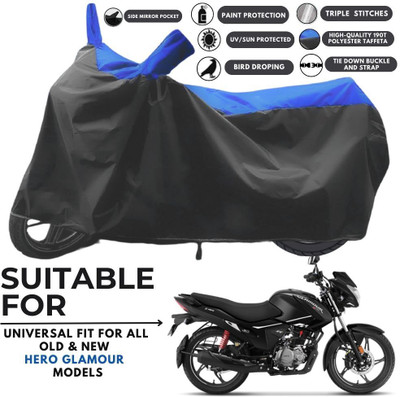 MADAFIYA Two Wheeler Cover for Hero(Glamour FI, Black, Blue)