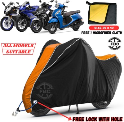 FBC Waterproof Two Wheeler Cover for Yamaha(R15, Black, Orange)