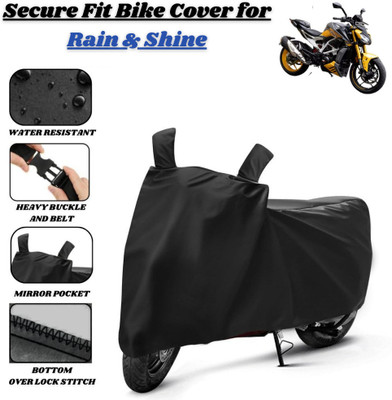 Delphinium Waterproof Two Wheeler Cover for TVS(Apache RTR 310, Black)