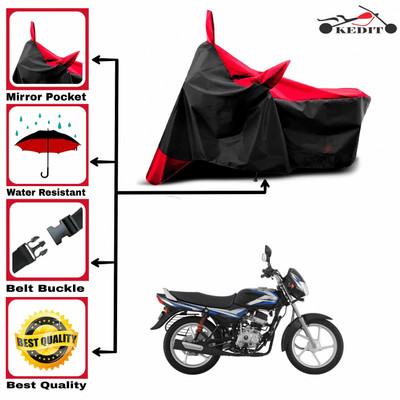 KEDIT Two Wheeler Cover for Bajaj(CT100, Red, Black)