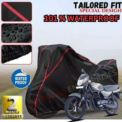 Starvin Waterproof Two Wheeler Cover for Bajaj(CT 100, Black, Red)