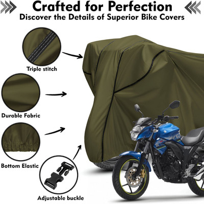 AutoGalaxy Waterproof Two Wheeler Cover for Suzuki(Gixxer, Green, Black)