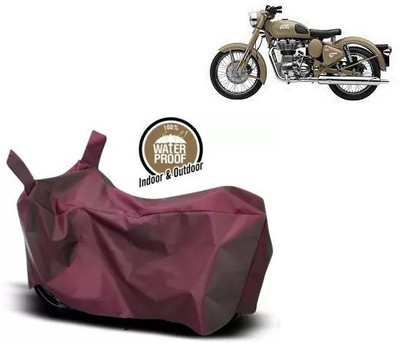 OliverX Waterproof Two Wheeler Cover for Royal Enfield(Classic Desert Storm, Maroon)