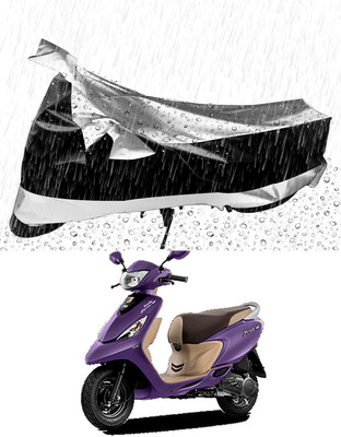 MMSSTAR Waterproof Two Wheeler Cover for TVS(Scooty Zest 110, Silver, Black)