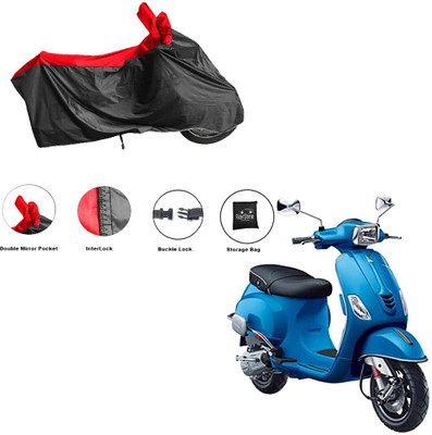 RiderShine Waterproof Two Wheeler Cover for Piaggio(Vespa SXL 125, Black, Red)