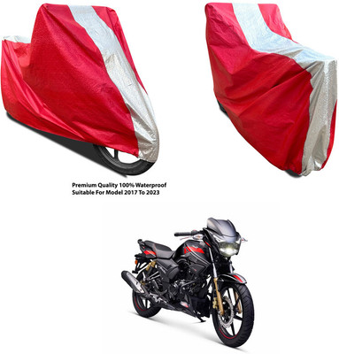 AutoGalaxy Waterproof Two Wheeler Cover for TVS(Apache RR 310, Silver, Red)
