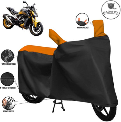 MADAFIYA Waterproof Two Wheeler Cover for TVS(Apache RTR 310, Black, Orange)