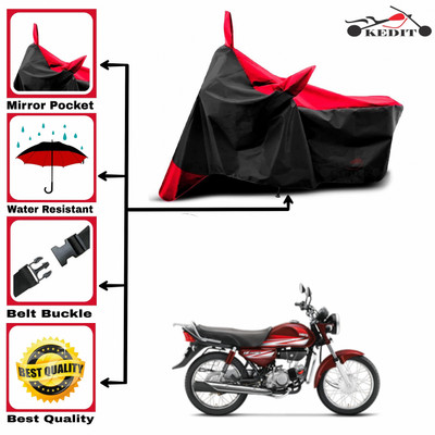KEDIT Two Wheeler Cover for Hero(HF Dawn BS6, Red, Black)
