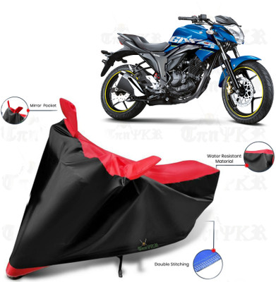 sowelar Waterproof Two Wheeler Cover for Suzuki(Gixxer, Black, Red)