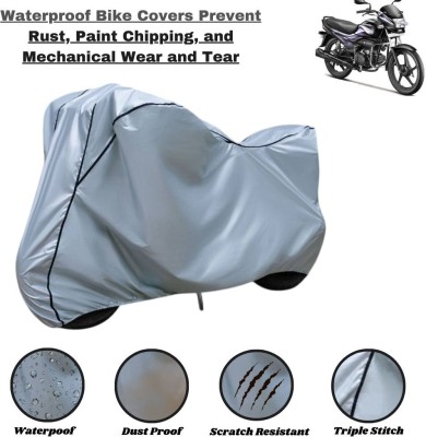 Autohaux Waterproof Two Wheeler Cover for Hero(Super Splendor, Silver, Black)