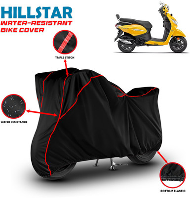 HILLSTAR Waterproof Two Wheeler Cover for Hero(MotoCorp Pleasure Plus, Black, Red)