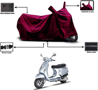 AASHTIK MART Two Wheeler Cover for Vespa(Vespa LX 125, Maroon)