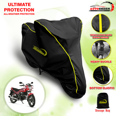 AUTOCOZEN Waterproof Two Wheeler Cover for Hero(Passion Plus, Black)