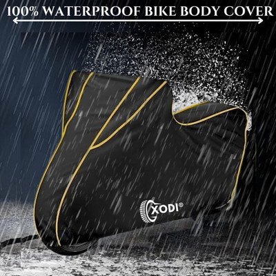 xodi Waterproof Two Wheeler Cover for Royal Enfield(Bullet 350 New BS6, Black, Yellow, Multicolor)