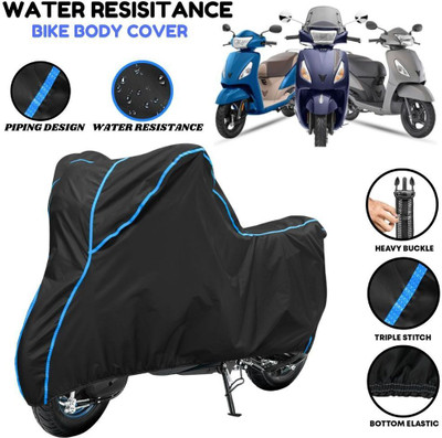 VOICO Waterproof Two Wheeler Cover for TVS(Jupiter 125, Black, Blue)