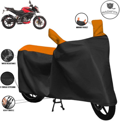 MADAFIYA Waterproof Two Wheeler Cover for Bajaj(Pulsar 180NS, Black, Orange)