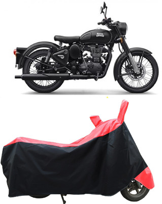 Coxtor Two Wheeler Cover for Royal Enfield(Classic Stealth Black, Red)