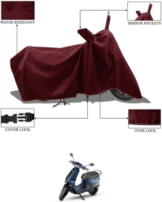 MMSSTAR Waterproof Two Wheeler Cover for Ola(Electric Scooter, Maroon)