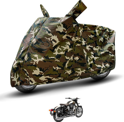 MOCKHE Waterproof Two Wheeler Cover for Royal Enfield(Classic Chrome, Brown)
