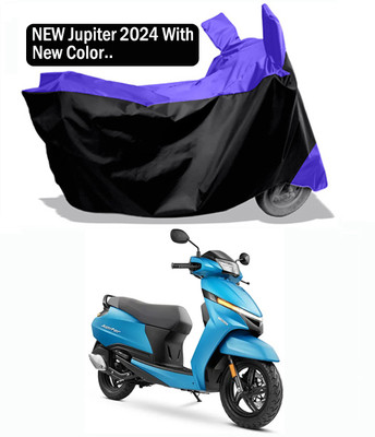 Amexride Two Wheeler Cover for TVS(Jupiter, Blue, Black)