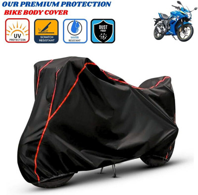 Delphinium Waterproof Two Wheeler Cover for Suzuki(Gixxer SF, Black, Red)