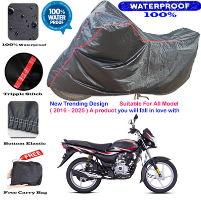 OliverX Waterproof Two Wheeler Cover for Bajaj(Platina 100, Black, Red)